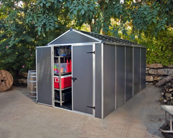 7290108603422-1 Canopia Gerätehaus Rubicon 6x12 Aluminium-Grau 185x379cm