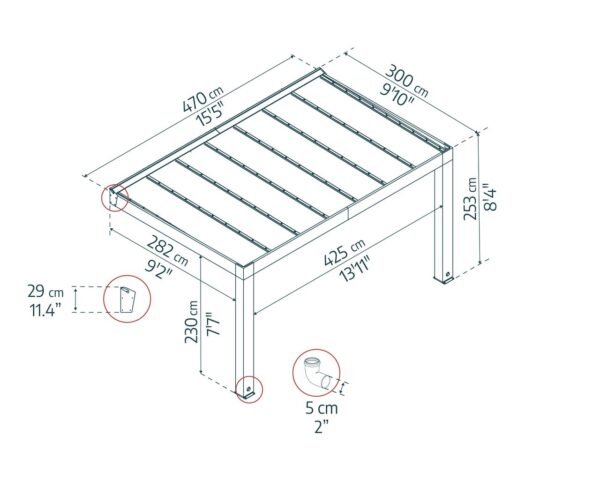 Canopia Terrassenüberdachung Holz Helsinki 3X3.7 Holz Braun 294x470cm