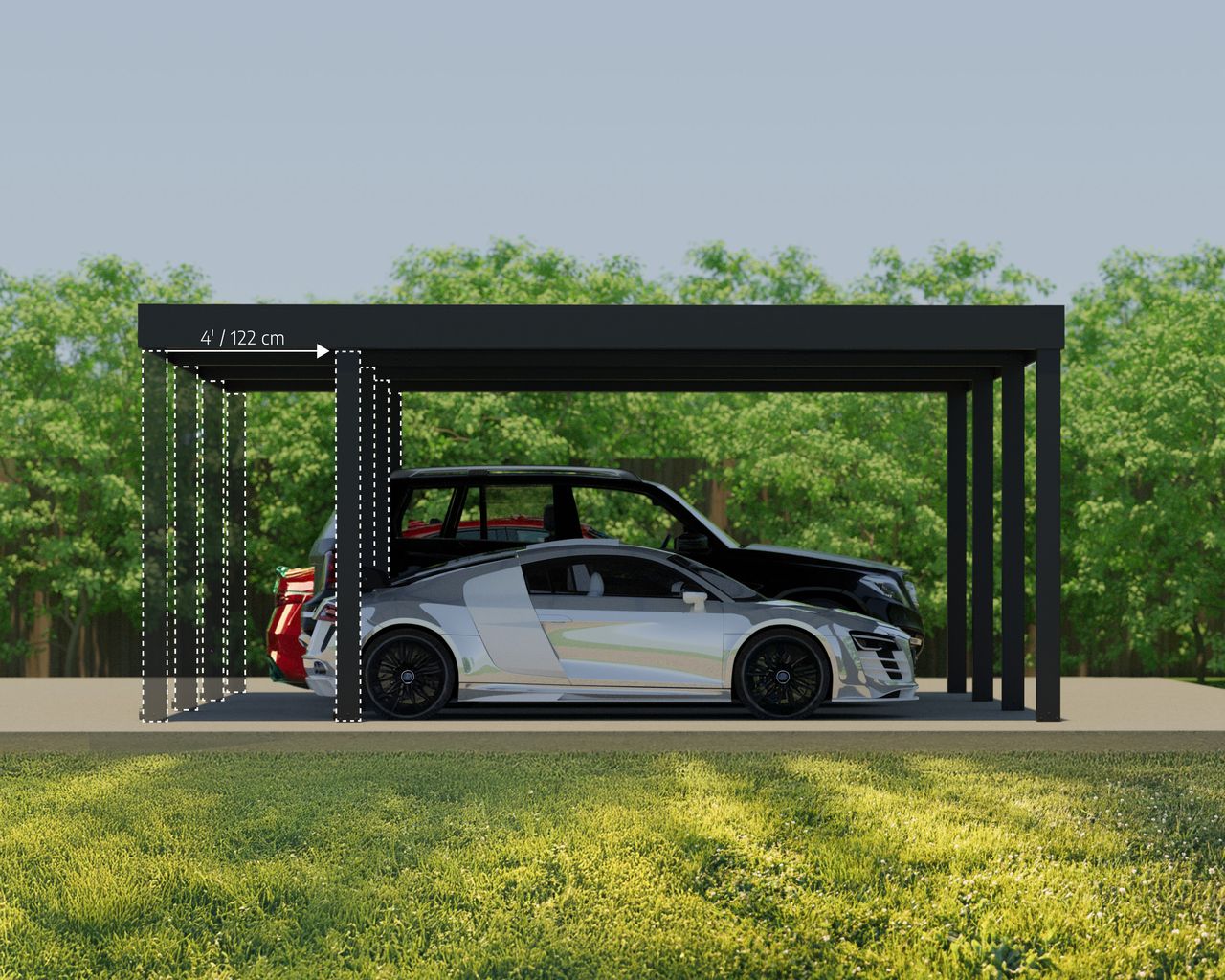 Canopia Carport Oslo 6×6 Alu Schwarz 596x607cm