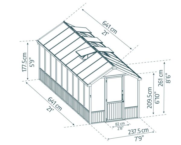 Canopia Gewächshaus Natura 8x22 Cedar Braun 237x641cm