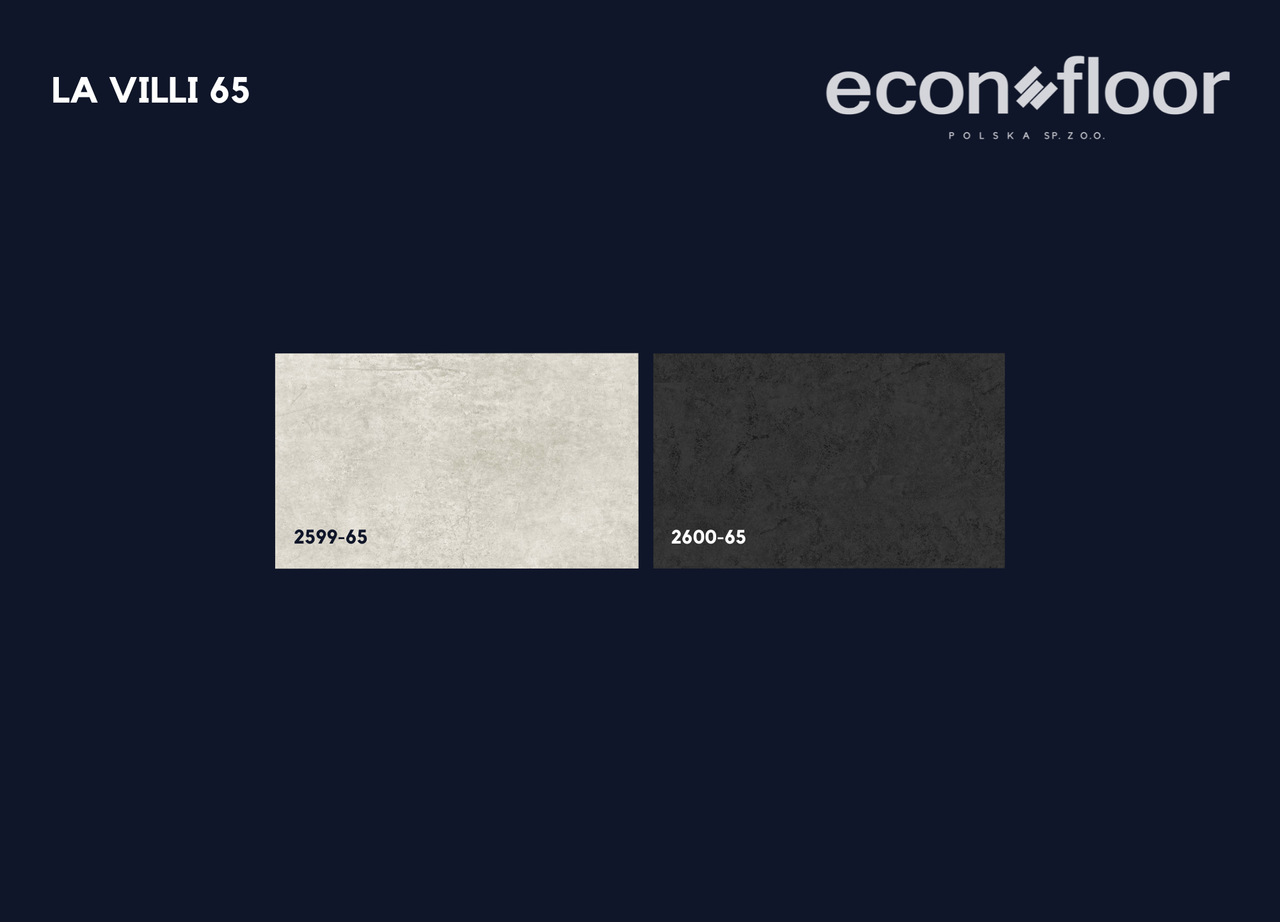 econfloor Vinylboden La Villi 65 – Paket: 2, 16 m² (12 Stück) Concrete – 2 verschiedene Designs