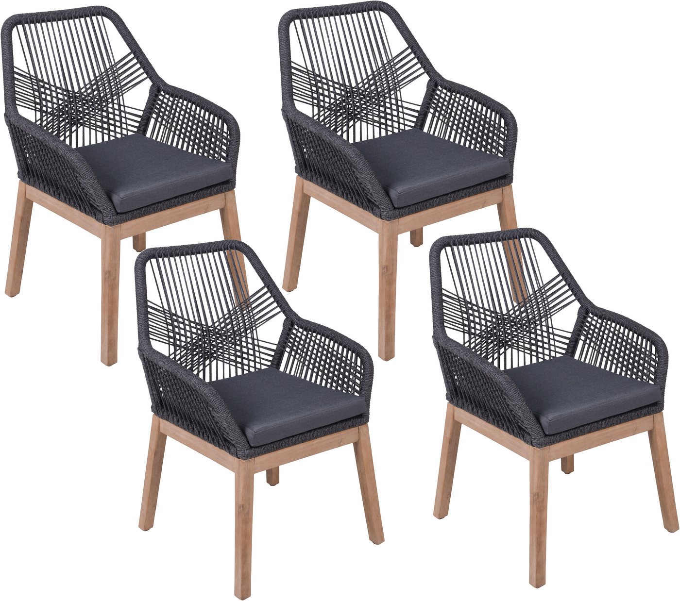 Garden Pleasure Armlehnstuhl POMONA, grau, 4er Set (Set, 4 St), grau