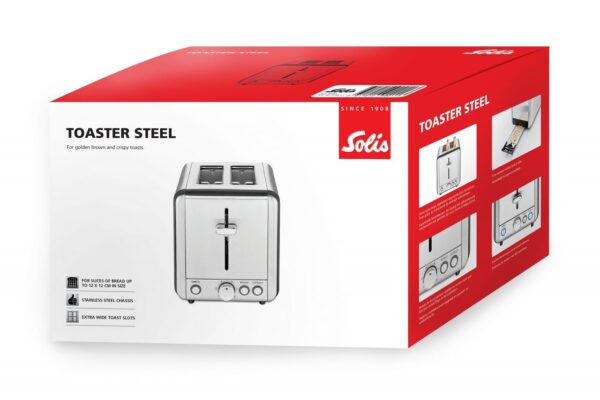 Solis Steel Toaster (Typ 8002) Edelstahl Toaster mit 2 Schlitzen