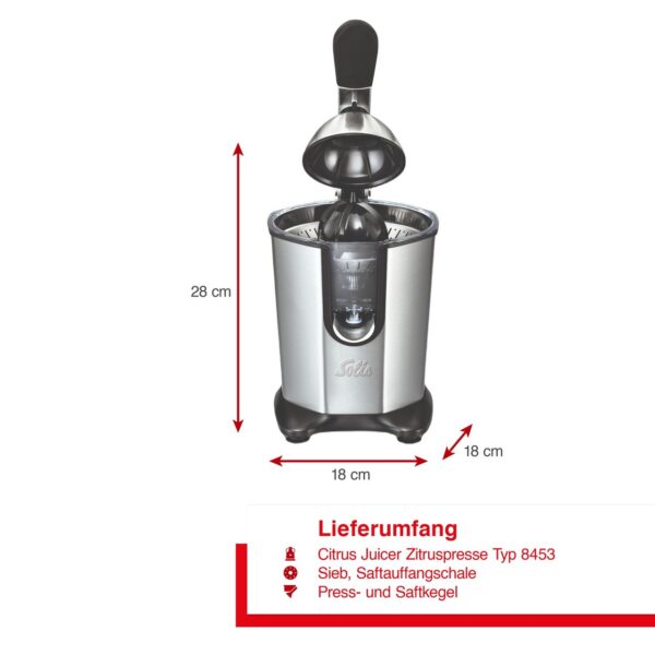 7611210921745-6 Solis Citrus Juicer (Typ 8453) Zitronenpresse für alle Zitrusfrüchte