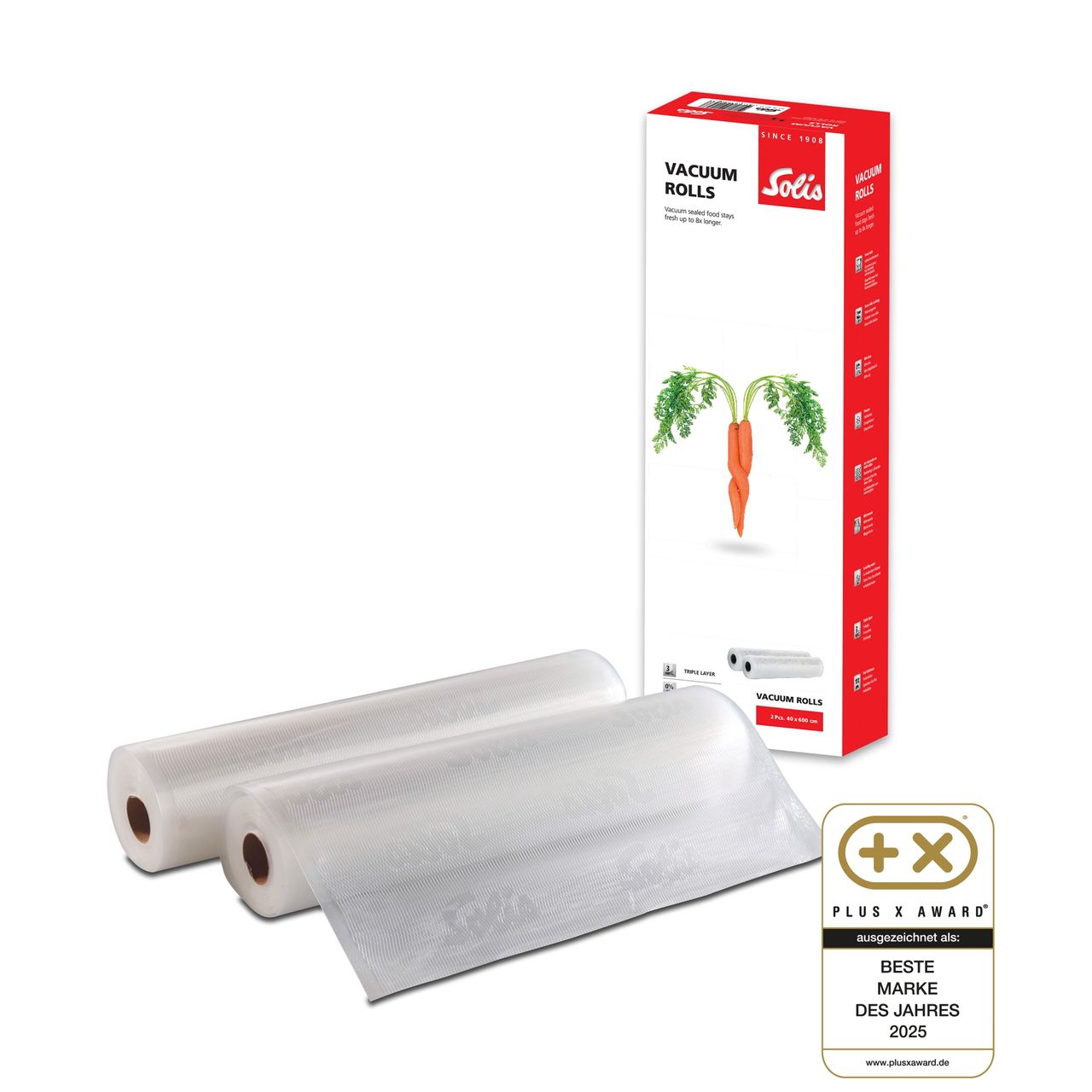 Solis Vakuumierfolien 2 Rollen 40×600 cm transparent, passend für Prestige Maxi