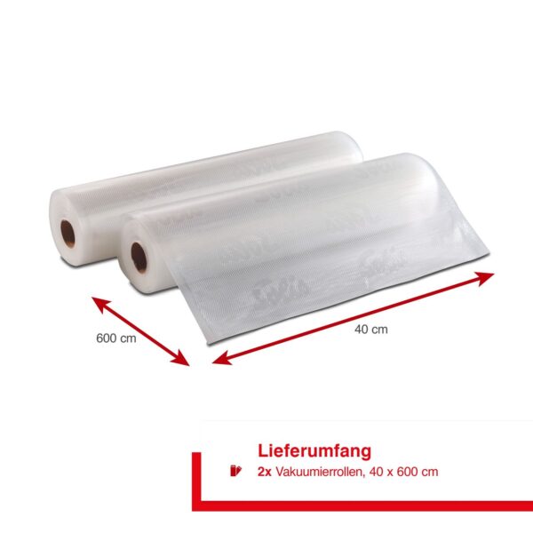7611210922537-7 Solis Vakuumierfolien 2 Rollen 40x600 cm transparent, passend für Prestige Maxi