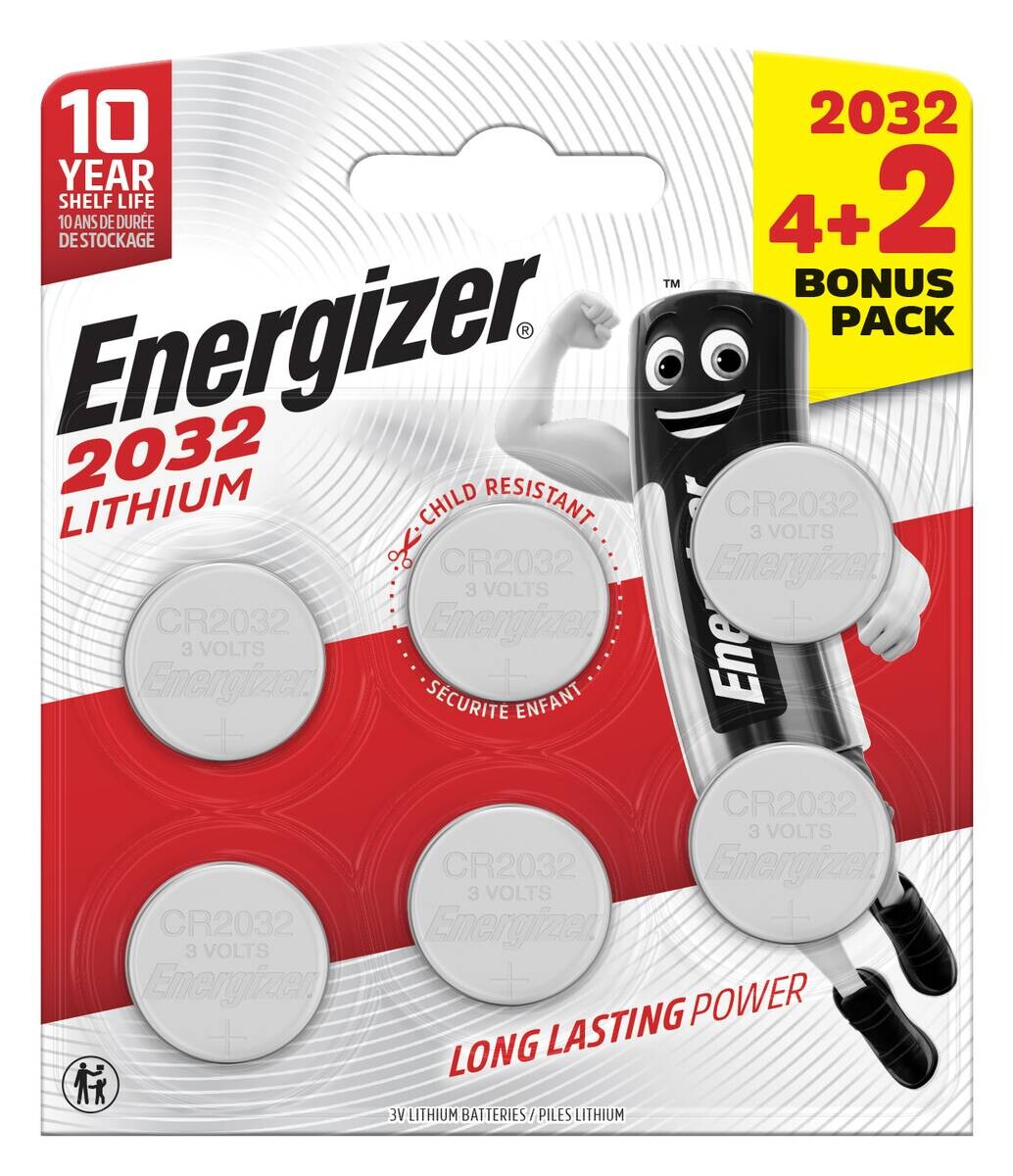 Energizer Knopfzelle Lithium CR2032 6er Pack