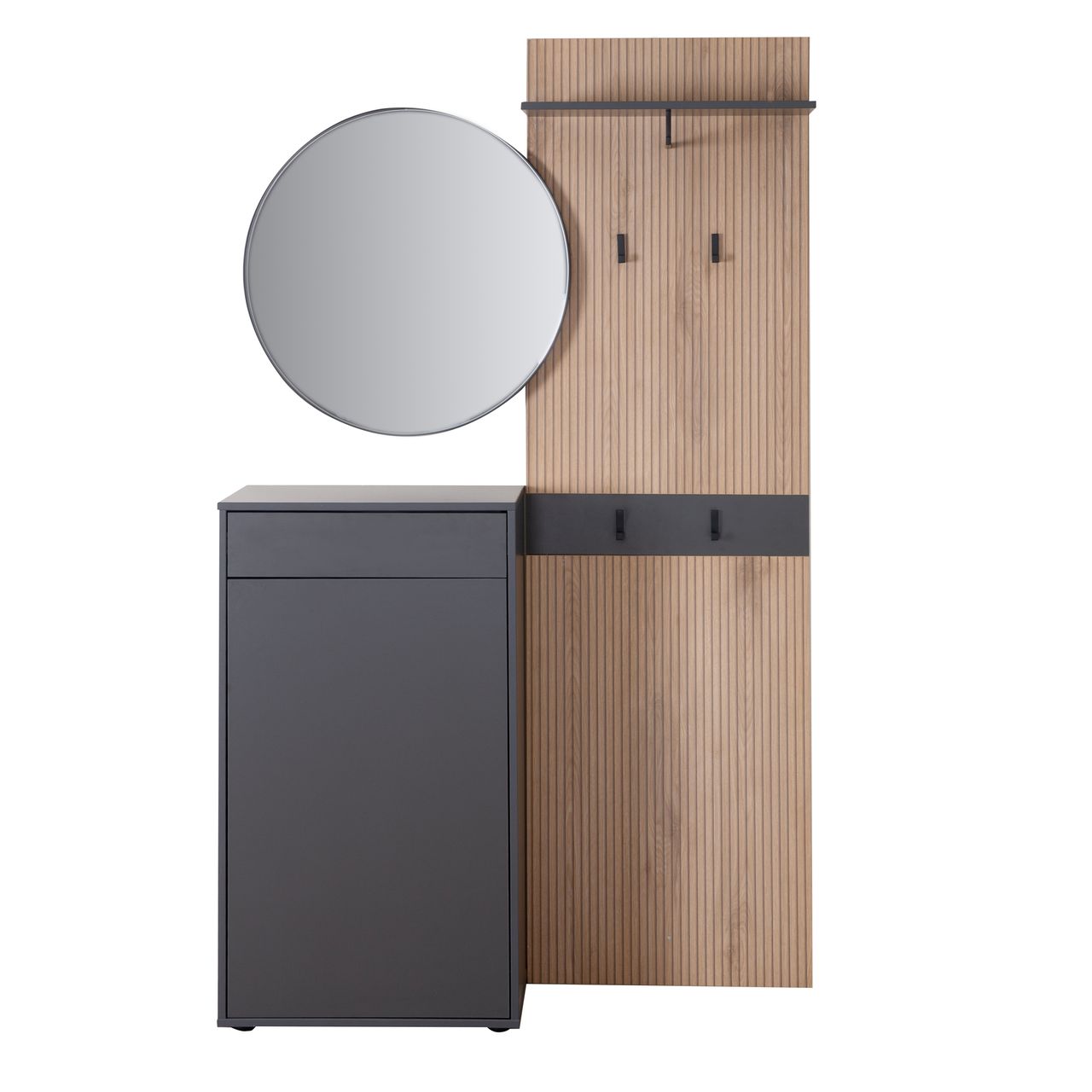 Phoenix Kompaktgarderobe „Salon“ mit Stauraum, Basalt Grau mit Artisan Eiche