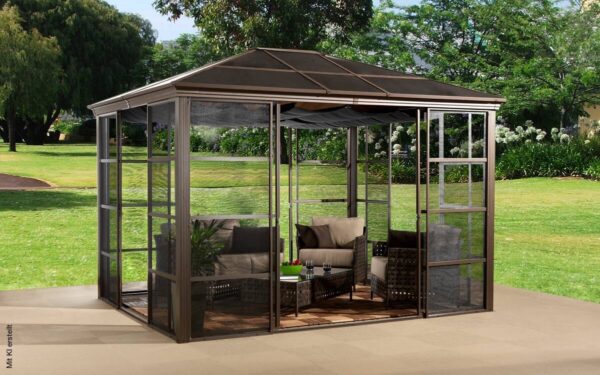 Sojag Pavillon Castel bronze Aluminium B/H/L: ca. 298x283x362 cm Sojag Pavillon Castel bronze Aluminium B/H/L: ca. 298x283x362 cm