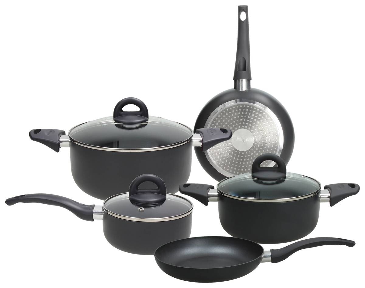 TOGNANA Topfset Grancucina Cop.& Char schwarz Aluminium 8 tlg.