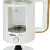 Jocca Elektrischer Wasserkocher weiss, 1, 8L, Borosilikatglas, 360° Basis, Schnellkoch