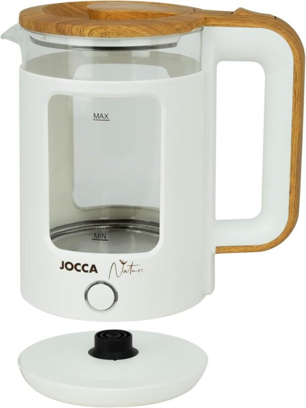 Jocca Elektrischer Wasserkocher weiss, 1, 8L, Borosilikatglas, 360° Basis, Schnellkoch