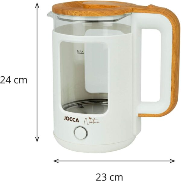 Jocca Elektrischer Wasserkocher weiss, 1, 8L, Borosilikatglas, 360° Basis, Schnellkoch