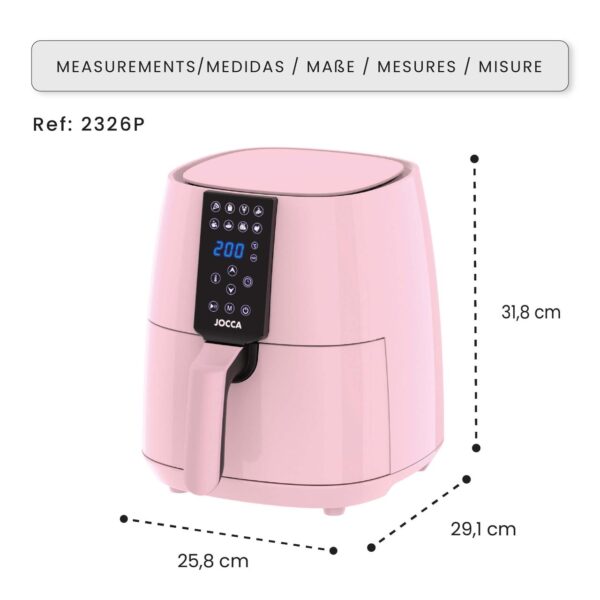 Jocca Heißluftfritteuse 3, 8L in ROSA mit 1450W Airfryer LED Touch 8 Programme