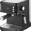 8435253586629-1 Jocca Espressomaschine Schwarz 850W – 20 Bar Druck, 1, 8L Tank, Milchaufschäumer, Edelstahl
