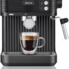 8435253586629-2 Jocca Espressomaschine Schwarz 850W – 20 Bar Druck, 1, 8L Tank, Milchaufschäumer, Edelstahl