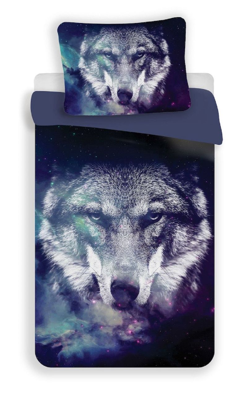 COFI 1453 Blue Wolf Kinderbettwäsche – Set Kuschelig und Weich