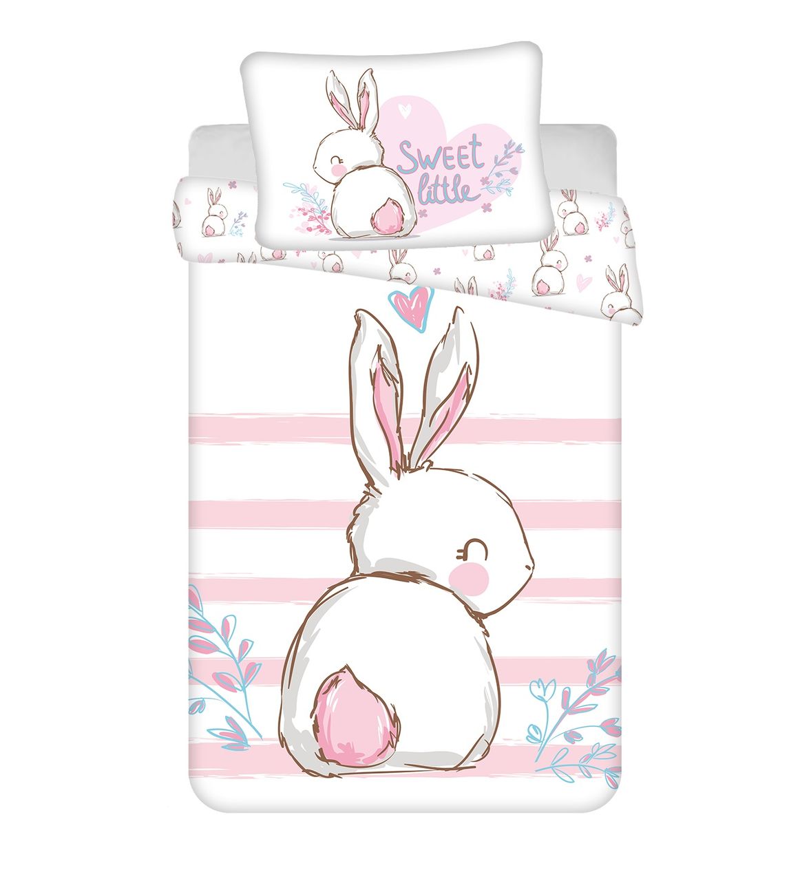 COFI 1453 Kinderbettwäsche aus Baumwolle mit Kaninchen 100×135 + 40×60 cm