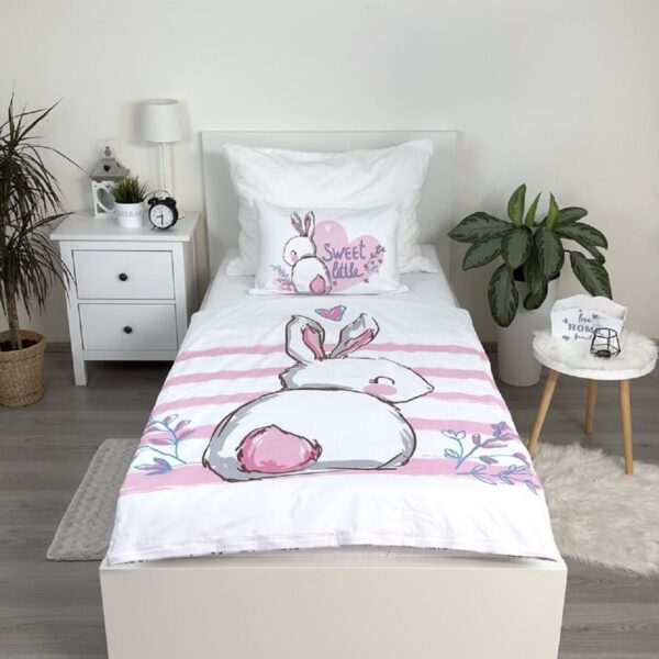 COFI 1453 Kinderbettwäsche aus Baumwolle mit Kaninchen 100x135 + 40x60 cm