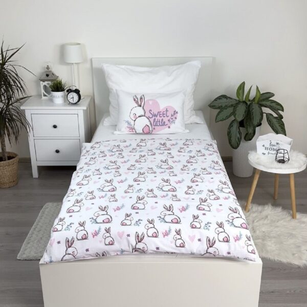 COFI 1453 Kinderbettwäsche aus Baumwolle mit Kaninchen 100x135 + 40x60 cm