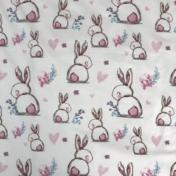COFI 1453 Kinderbettwäsche aus Baumwolle mit Kaninchen 100x135 + 40x60 cm
