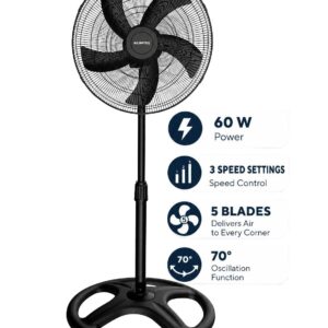 Opviq - Kumtel Standventilator schwarz Kunststoff B/H/L: ca. 50x132x50 cm