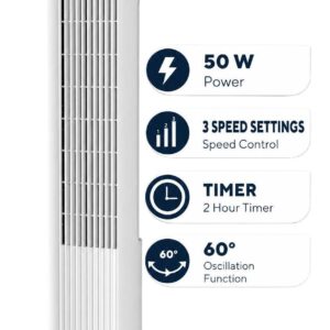 Opviq - Kumtel Standventilator weiß Kunststoff B/H/L: ca. 24,4x74,5x24,4 cm