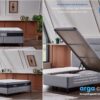Arga Home Boxspringbett "A – CLOUD" mit Stauraum – Bett mit Bettkasten & Pocket – Federkern Matratze – Grau