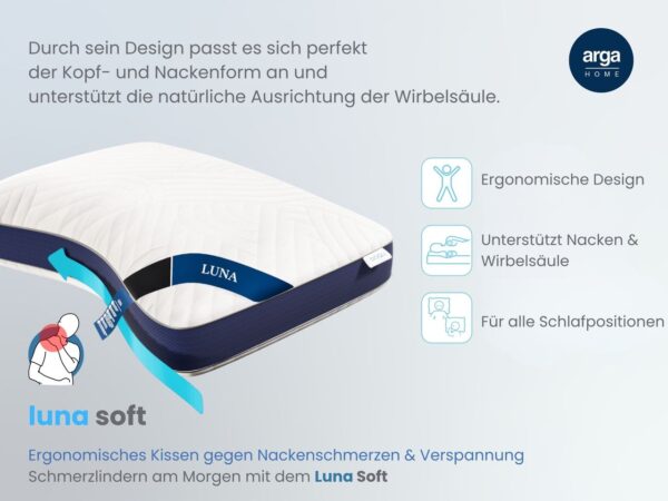 Arga Home AH Luna Soft Komfortkissen mit Visco und Soft – Schaum – 70x46 cm
