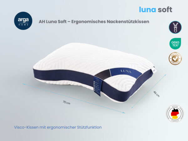Arga Home AH Luna Soft Komfortkissen mit Visco und Soft – Schaum – 70x46 cm