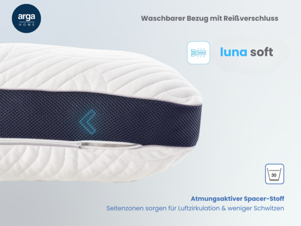 Arga Home AH Luna Soft Komfortkissen mit Visco und Soft – Schaum – 70x46 cm