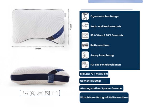 Arga Home AH Luna Soft Komfortkissen mit Visco und Soft – Schaum – 70x46 cm