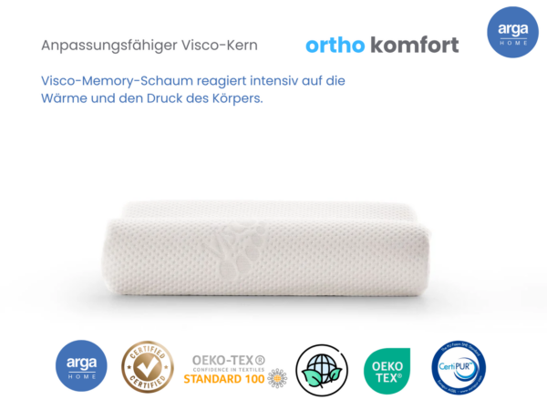 Arga Home AH Ortho Comfort Visco – Memory Nackenstützkissen – 51x42 cm