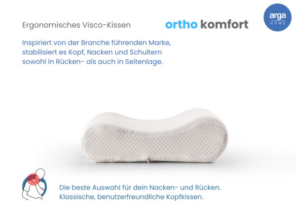 Arga Home AH Ortho Comfort Visco – Memory Nackenstützkissen – 51x42 cm