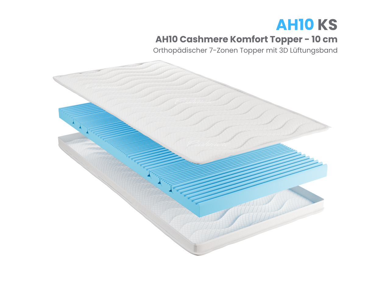 Arga Home AH10 Noppen Komfort – Topper – 10 cm Kaltschaum mit Marble – Effekt & orthopädischer 7 – Zonen 3D Topper, Noppenstruktur