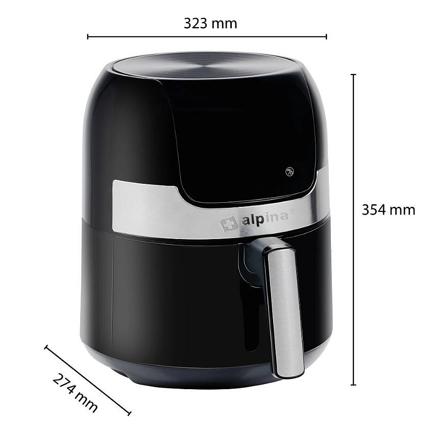 Alpina Heißluftfritteuse, 1400 Watt, 3, 5 Liter, Scharz – Silber