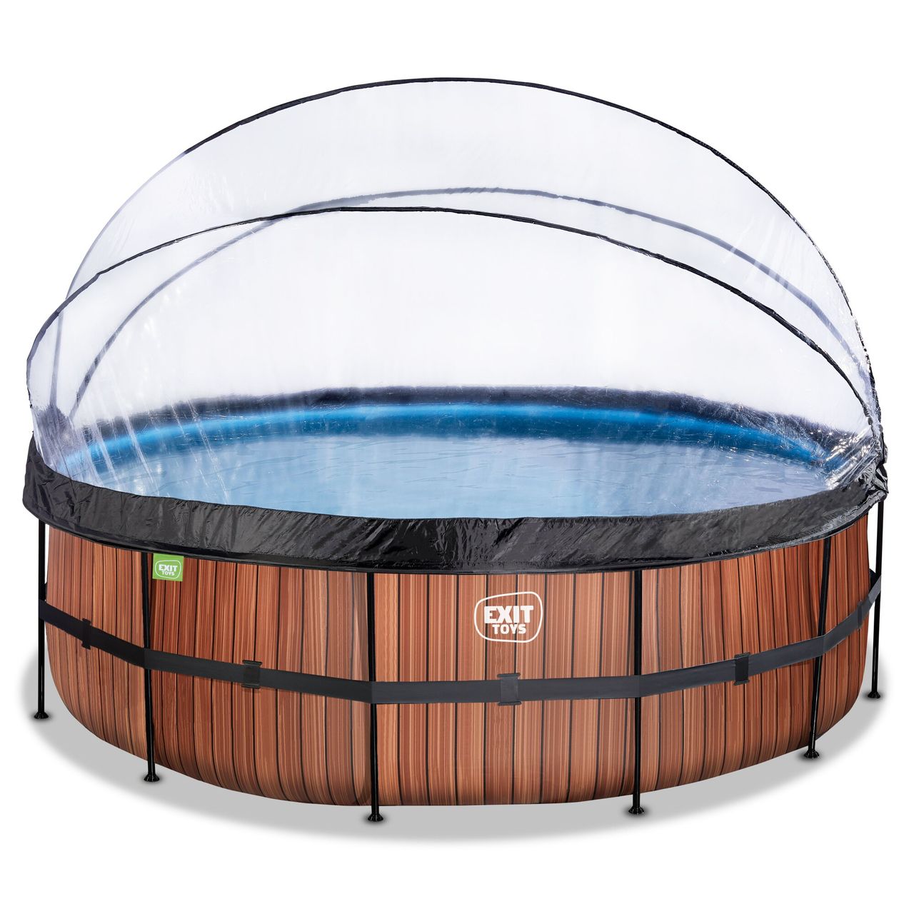 Exit Toys EXIT Wood Pool ø450x122cm mit Sandfilterpumpe und Abdeckung – Braun
