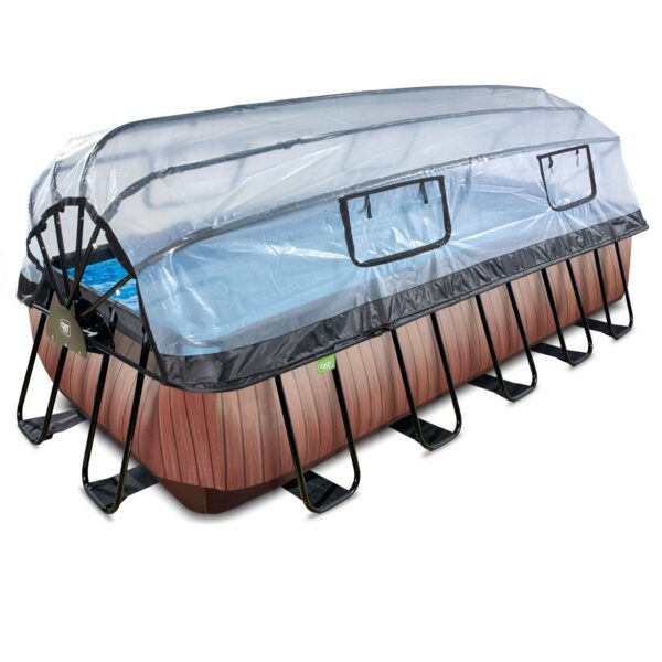 Exit Toys EXIT Wood Pool 540x250x122cm mit Sandfilterpumpe und Abdeckung – Braun