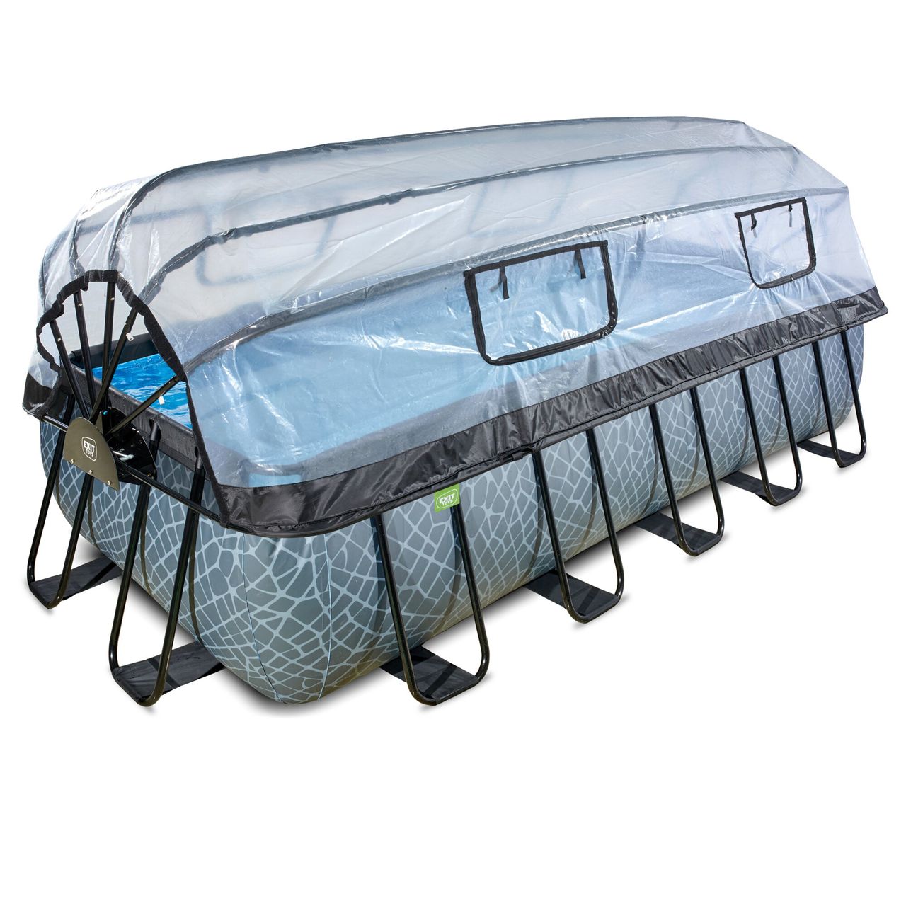 Exit Toys EXIT Stone Pool 540x250x122cm mit Sandfilterpumpe und Abdeckung und Wärmepumpe – Grau