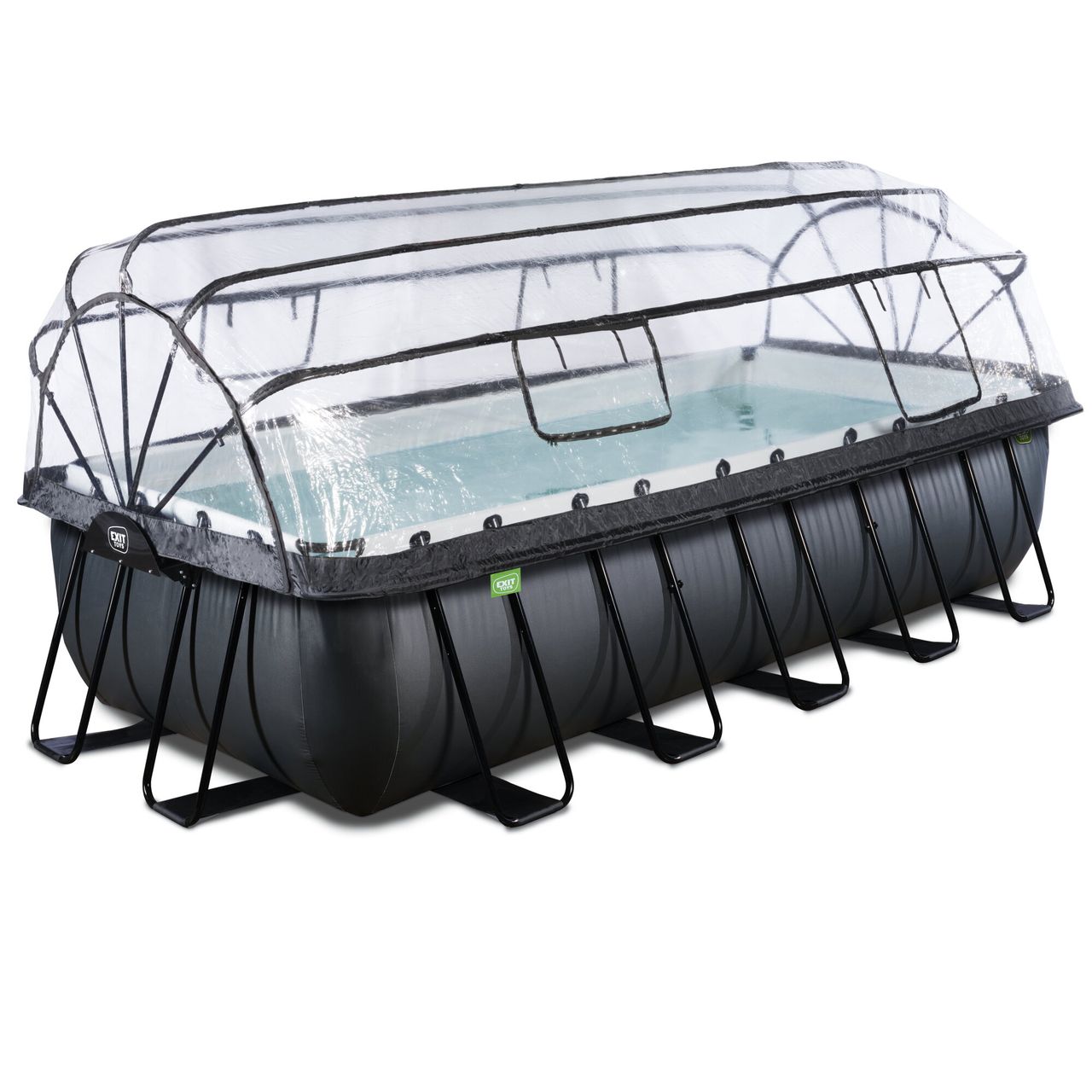 Exit Toys EXIT Black Leather Pool 540x250x122cm mit Sandfilterpumpe und Abdeckung und Wärmepumpe – Schwarz