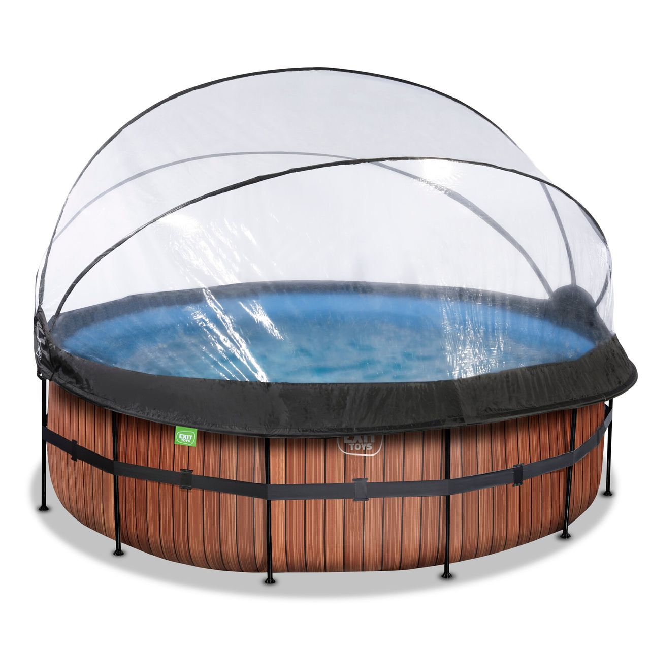 Exit Toys EXIT Wood Pool ø427x122cm mit Sandfilterpumpe und Abdeckung – Braun