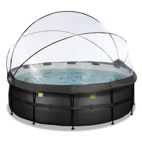 Exit Toys EXIT Black Leather Pool ø427x122cm mit Sandfilterpumpe und Abdeckung – Schwarz