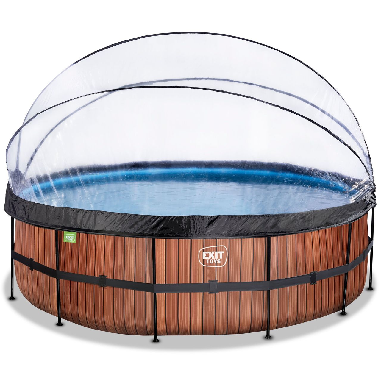 Exit Toys EXIT Wood Pool ø488x122cm mit Sandfilterpumpe und Abdeckung – Braun