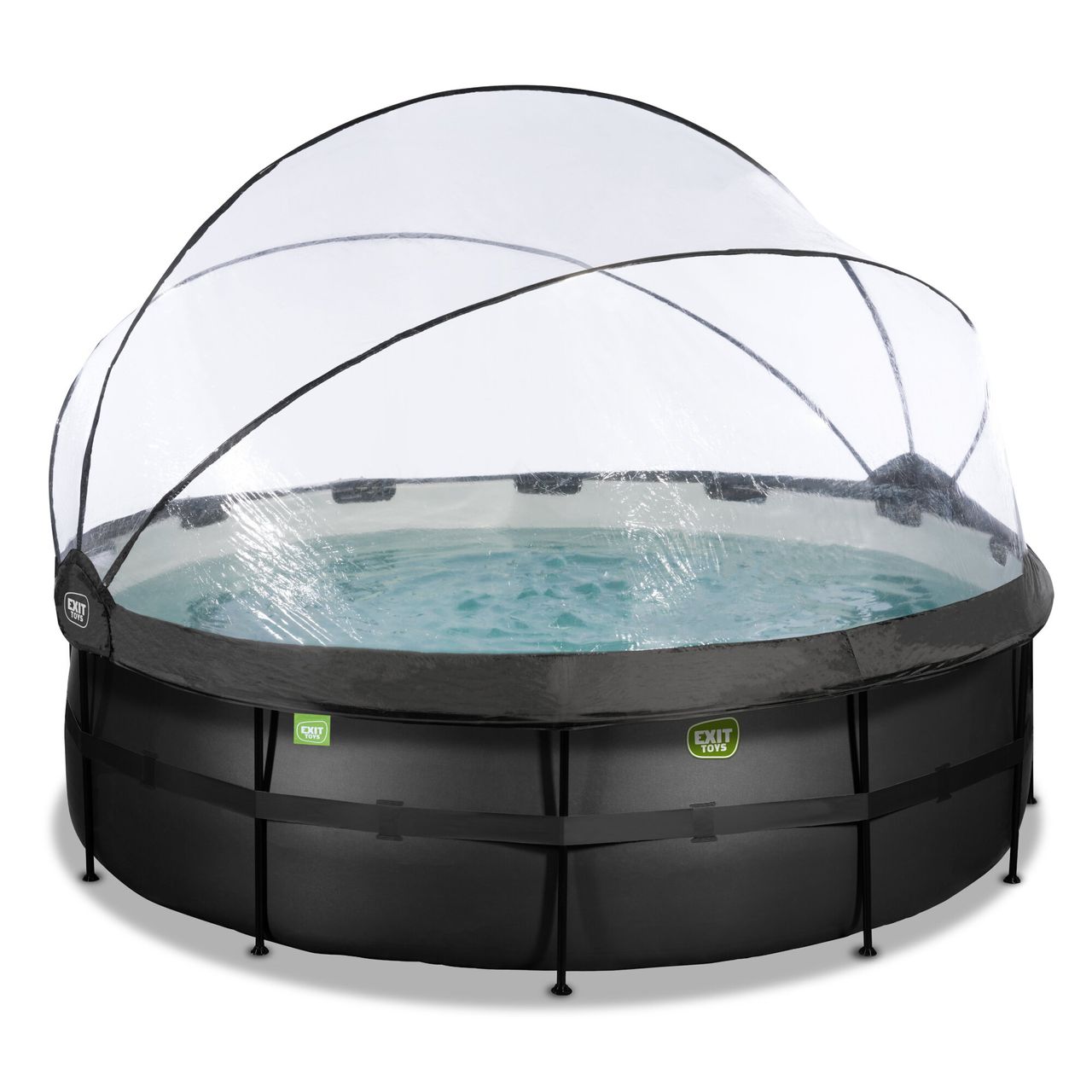 Exit Toys EXIT Black Leather Pool ø427x122cm mit Sandfilterpumpe und Abdeckung und Wärmepumpe – Schwarz