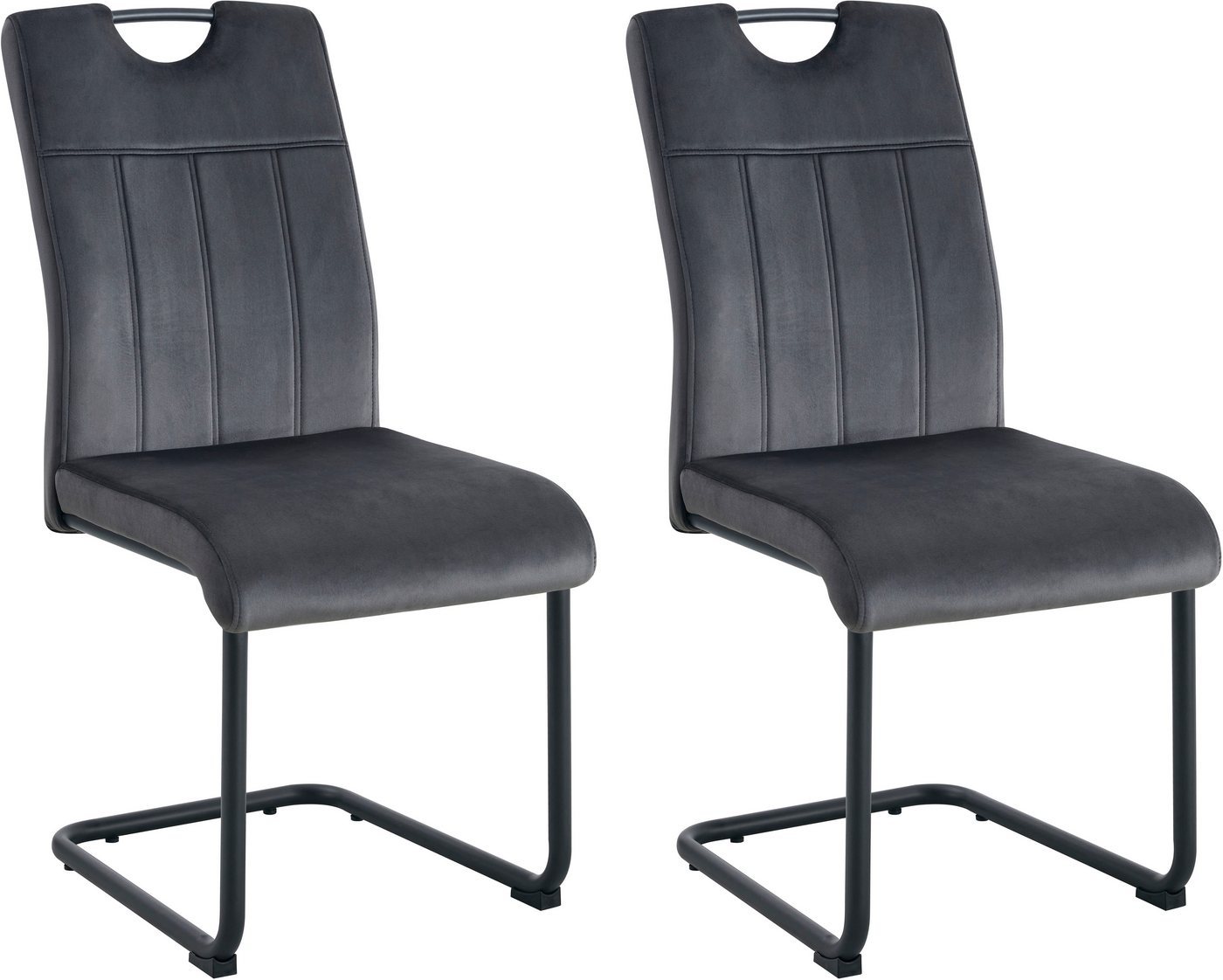 Home affaire Esszimmerstuhl BRANDON, 2er Set, mit Metallgestell in matt schwarz (Set, 2 St), in verschiedenen Farben, Belsatbarkeit pro Stuhl 120 kg, 360° drehbar