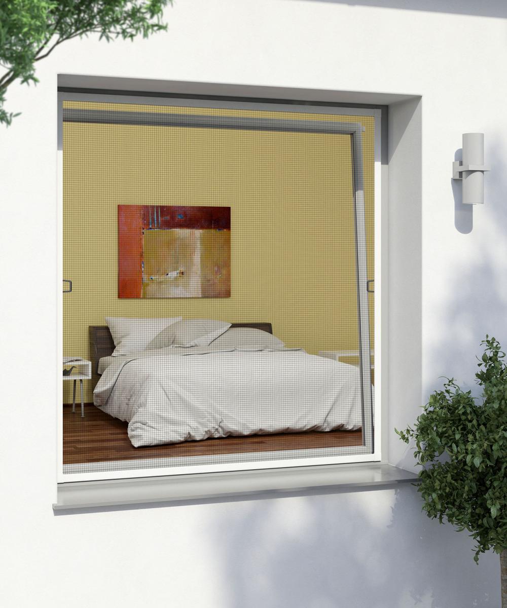 Windhager Powertec Aluminium-Insektenschutz Fenster Rahmen 130 x 150, Weiss