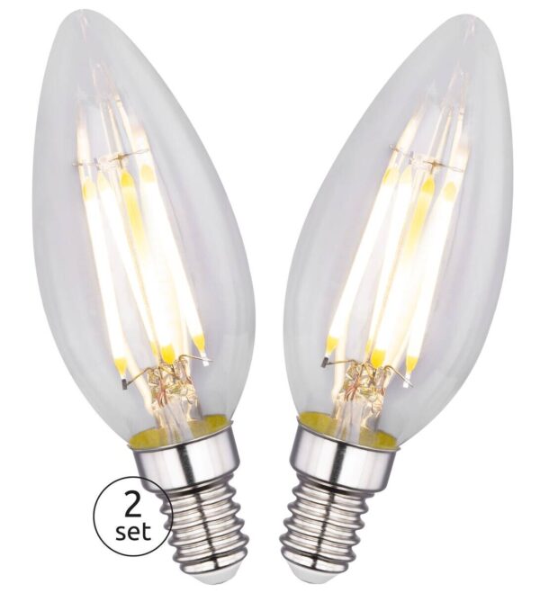 GLOBO LED-Leuchtmittel Kerzenlampe Filamentlampe 10583-2K 2er Pack E14