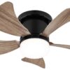 GLOBO LED-Deckenventilator mattschwarz dunkelbraun Opal Kunststoff Metall H/D: ca. 13x40,6 cm 1 Brennstellen