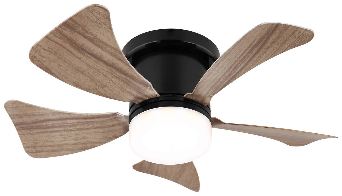 GLOBO LED-Deckenventilator mattschwarz dunkelbraun Opal Kunststoff Metall H/D: ca. 13x40,6 cm 1 Brennstellen