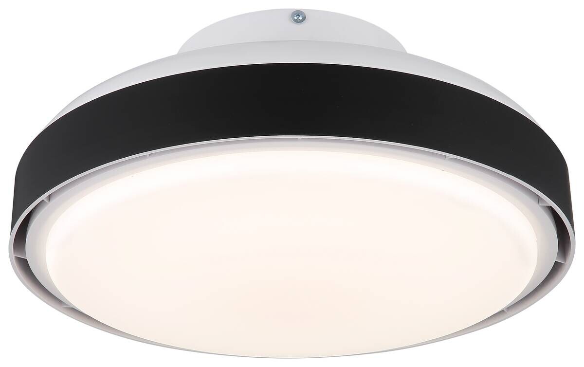 GLOBO LED-Deckenventilator mattschwarz weiß Opal Kunststoff Acryl H/D: ca. 20x45 cm 1 Brennstellen